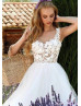 Sleeveless Scoop Neck Ivory Lace Tulle Wedding Dress Sleeveless Scoop Neck Ivory Lace Tulle Wedding Dress